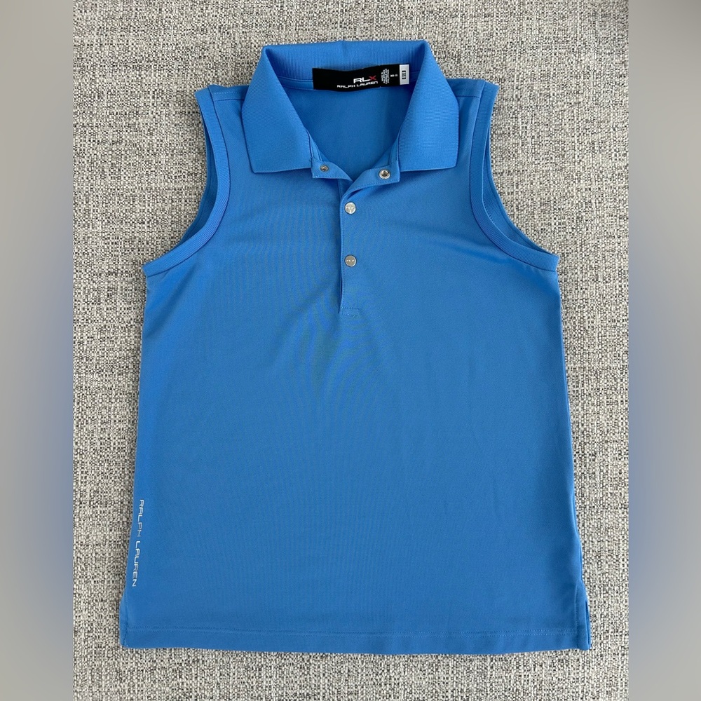 Polo Ralph Lauren RLX Girls Medium (8-10) Sleeveless 3 button placket - Lt Blue